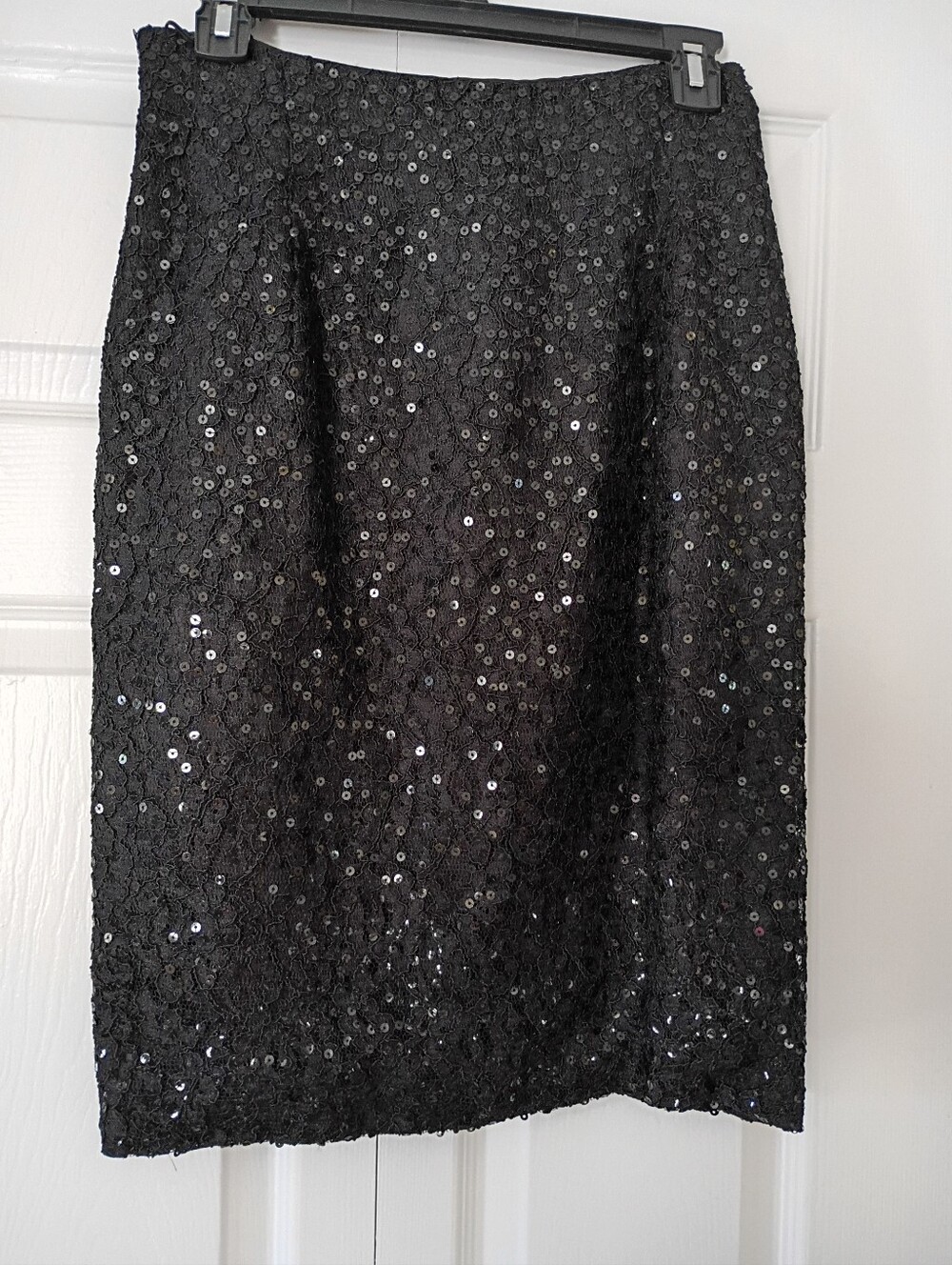 Karen Lucas Evening Black Sequin Pencil Skirt - Size 8 (see notes)